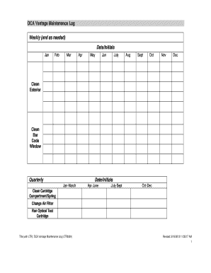 Dca Vantage Maintenance Log  Form