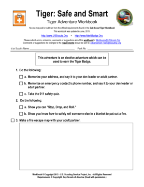 Tiger Safe and Smart Worksheet  Form