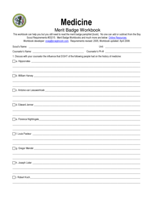 Medicine Merit Badge  Form