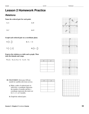 Lesson 2 Homework Practice Relations  Form