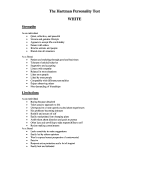 Hartman&#039;s Personality Test  Form