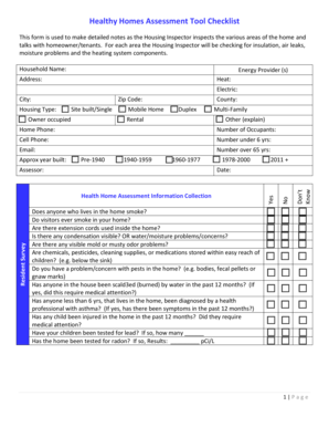 Healthy Homes Checklist  Form
