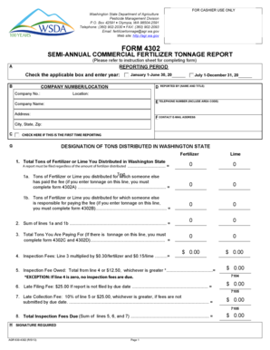 Form 4302 Semi Annual Fertilizer Report