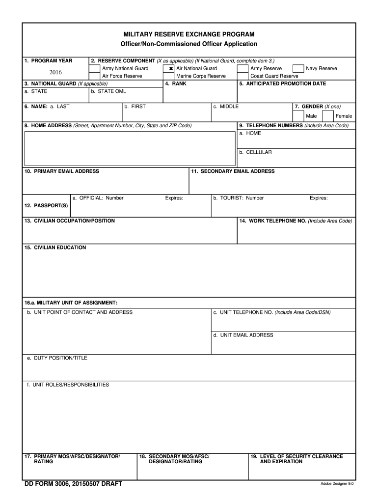  Dd Form 3006 2015-2024