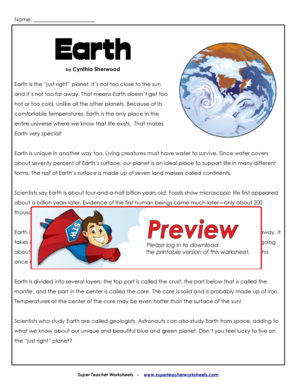 Earth by Cynthia Sherwood Answer Key  Form