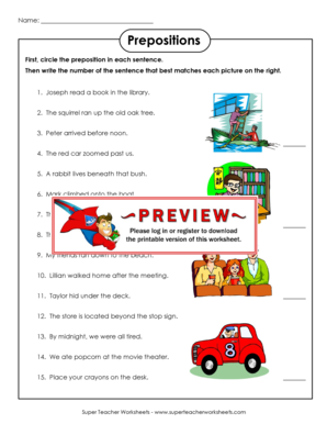 Super Teacher Worksheets Prepositions  Form