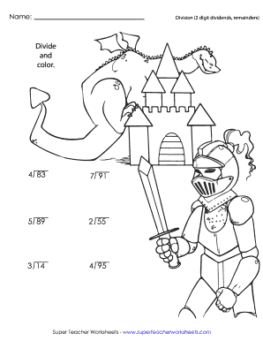 Division 2 Digit Dividends, Remainders  Form