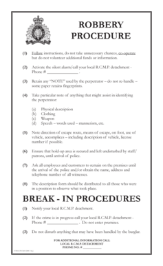 ROBBERY PROCEDURE AGLC  Form