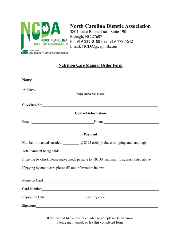 North Carolina Dietetic Association Ncdamemberclicksnet Ncda Memberclicks  Form