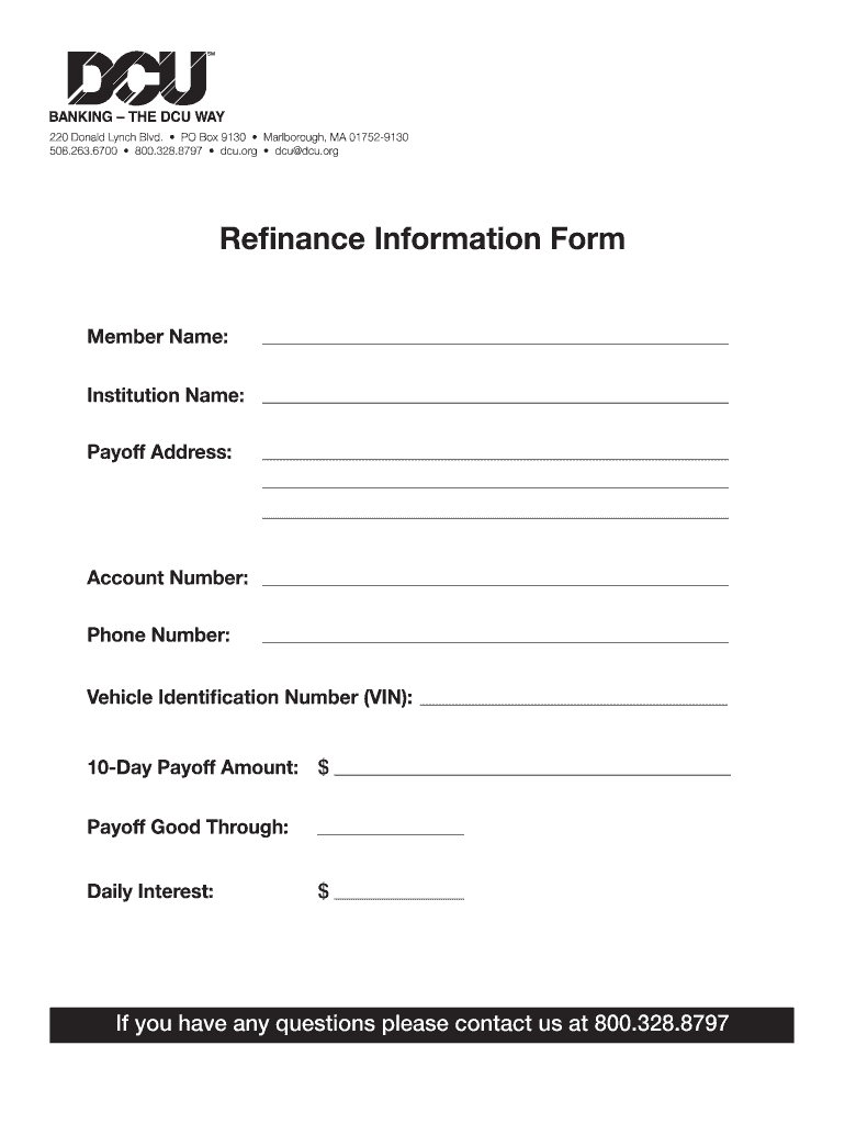 Dcu Refinance Form Fill Out and Sign Printable PDF