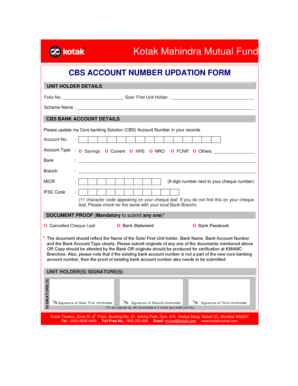 Cbs Account Number  Form