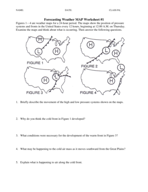 Reading a Weather Map Worksheet PDF  Form