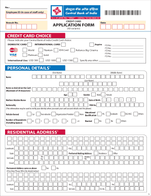 Central Bank Application  Form