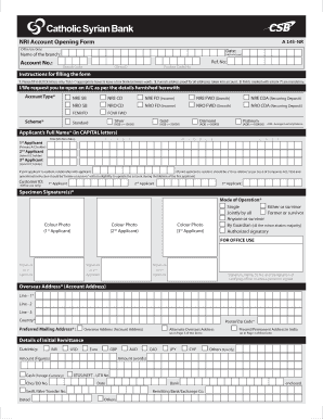  Csb Bank Account Opening Form 2015