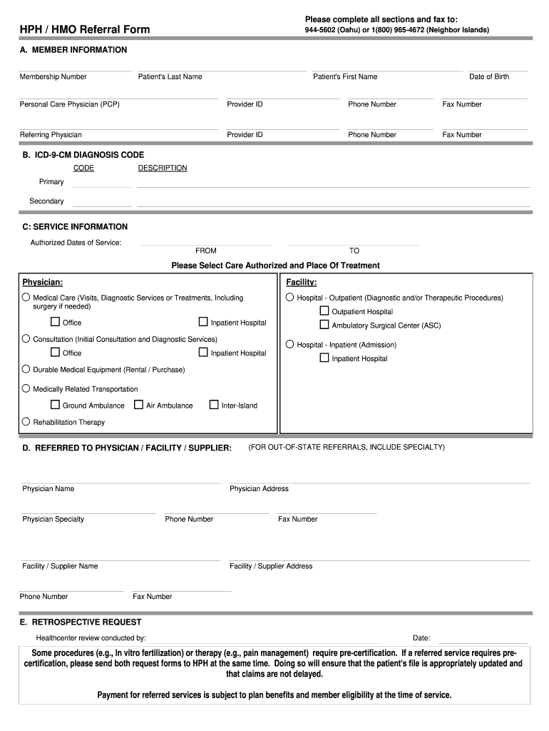 Hmsa Hmo Referral Form