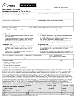 Audit ID Health Card  Form