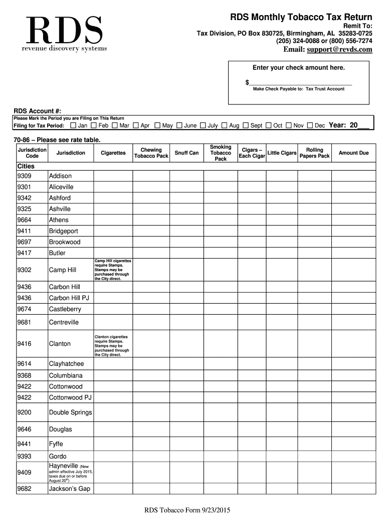  Al Rds Tobacco Tax  Form 2015