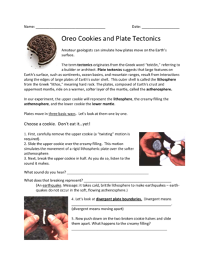 Oreo Cookies and Plate Tectonics Answer Key  Form