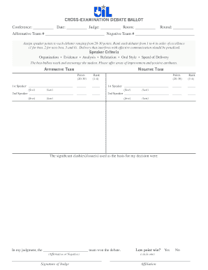 CROSS EXAMINATION DEBATE BALLOT Uiltexas  Form