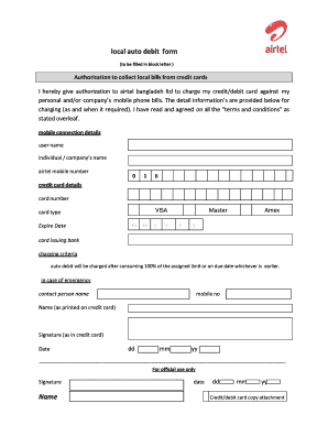 Download Auto Debit Form Airtel