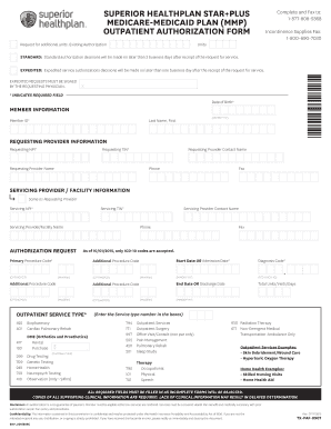 SUPERIOR HEALTHPLAN STAR PLUS  Form