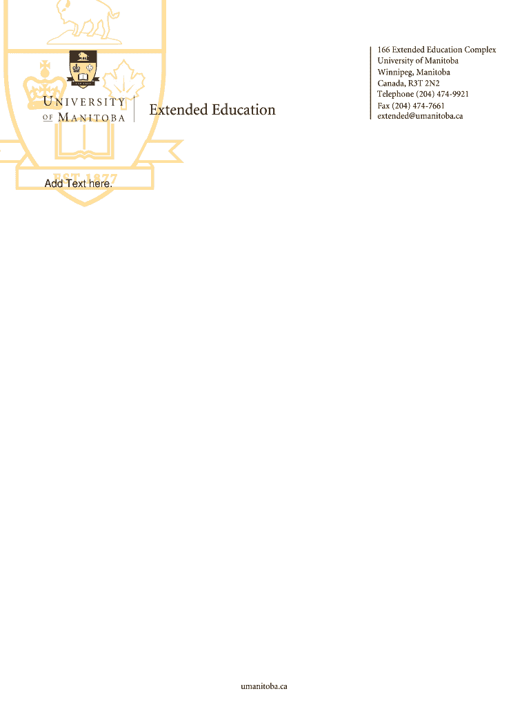 University of Manitoba Letterhead  Form