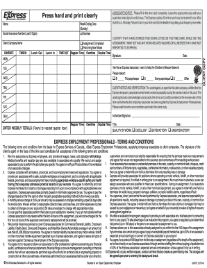 Express Employment Professionals Timecard PDF Form 2014-2022 ...
