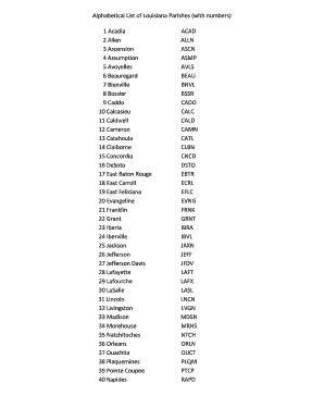 Louisiana Parishes  Form