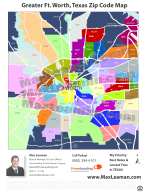 Fort Worth Map by Zip Code  Form