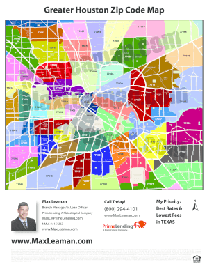 Houston Zip Code Map PDF  Form