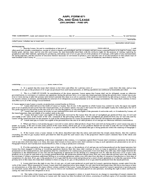 AAPL FORM 671 OIL and GAS LEASE American Association of Landman