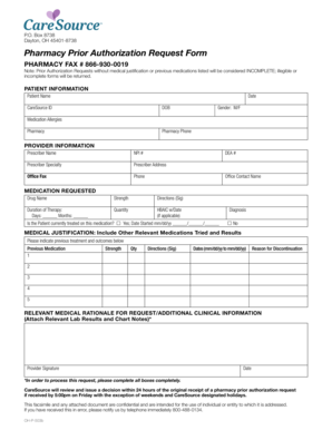  Caresource Authorization Form 2013