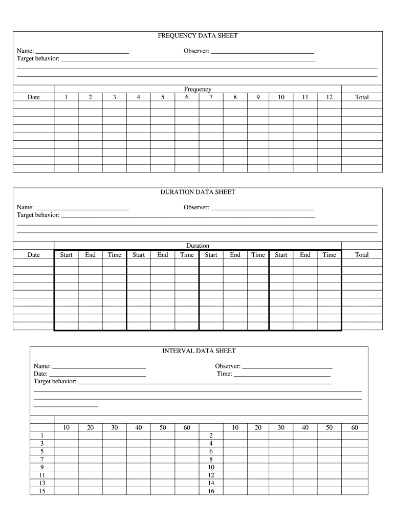 Frequency Data Sheetdoc  Form