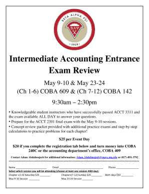 Uta Accounting Entrance Exam  Form