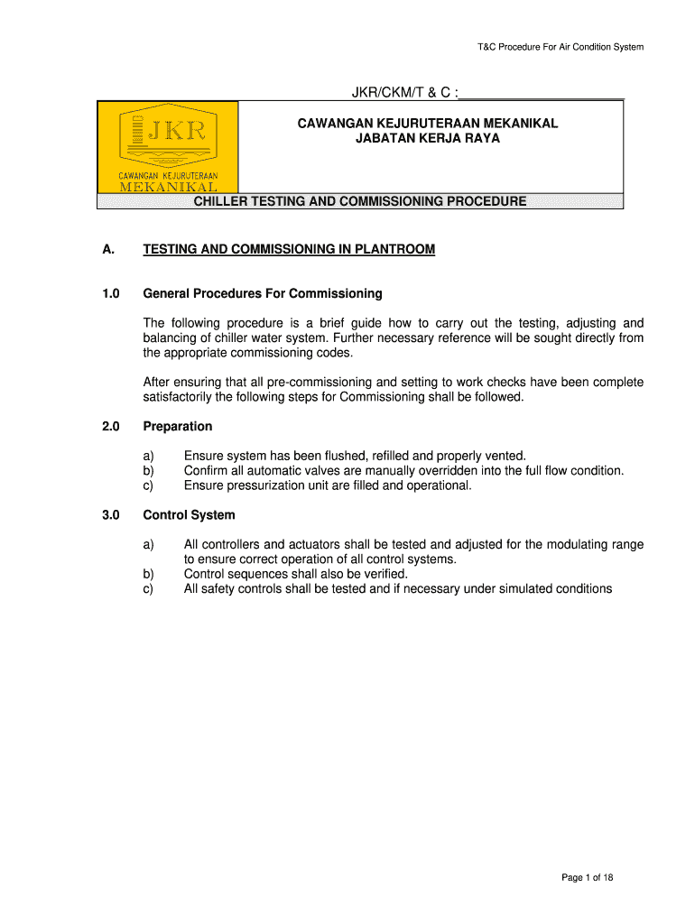 GENERAL PROCEDURES for COMMISSING of AIR SYSTEMS JKR  Form