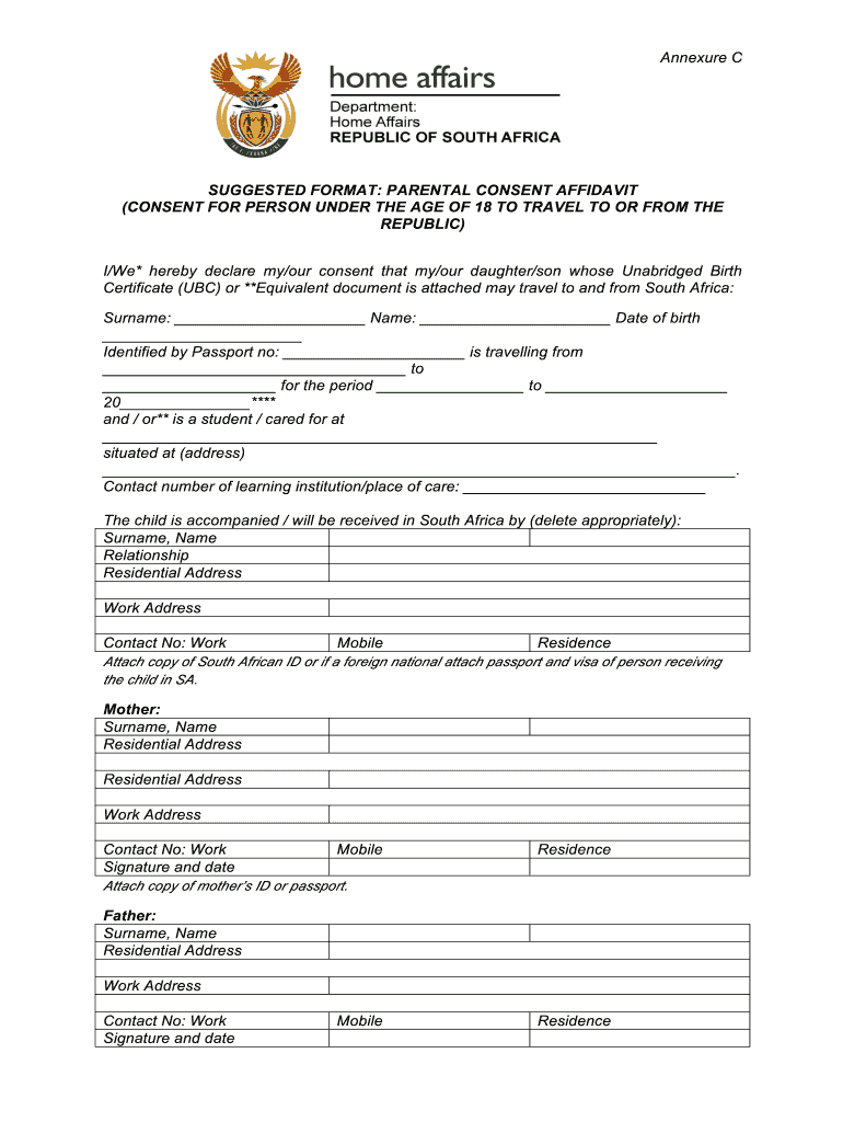 South Africa Format Affidavit