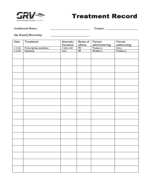 Individual Treatment Record Form