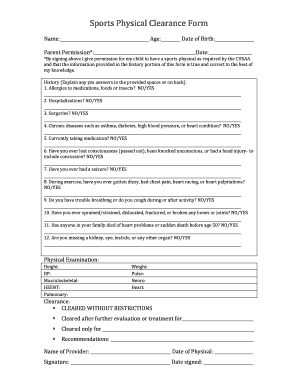 Sports Physical Clearance Form Take Command Jfk Dpsk12