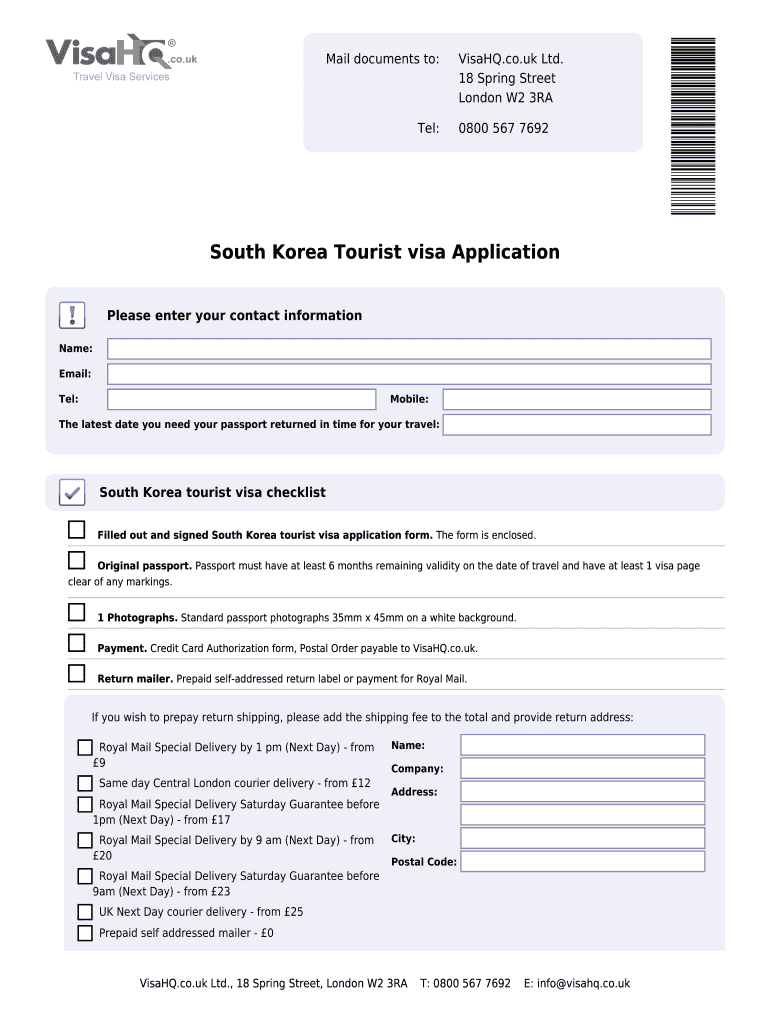 South Korea Visa Application Form PDF