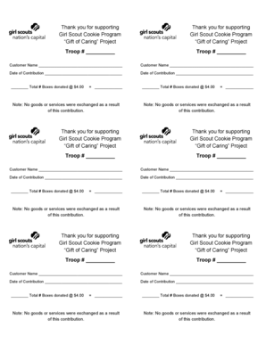 Gscnc Gift of Caring Receipt  Form