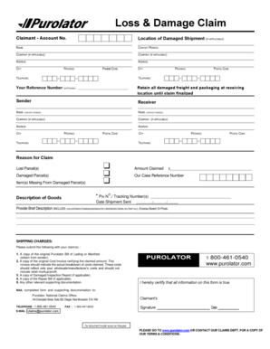 Purolator Claim Form