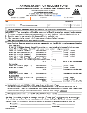 Annual Exemption Request Form