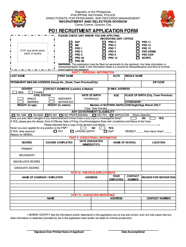 Po1 Application Form