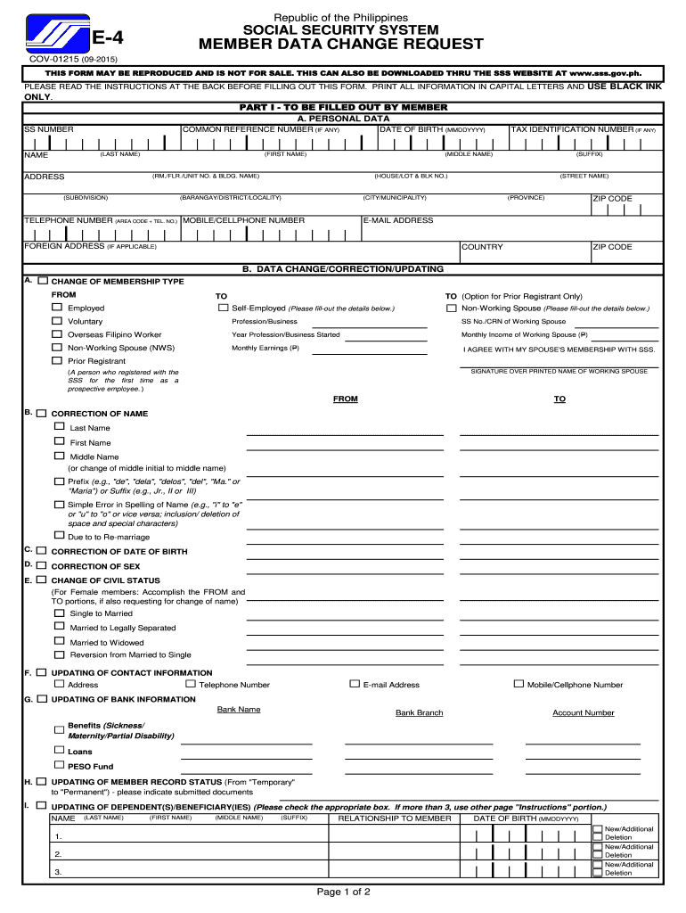 Get and Sign Sss Change 2015-2022 Form