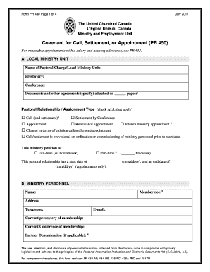  Form for Renewing Appointment of United Church Minister 2017-2024