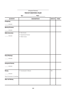 Troop Meeting Plan  Form