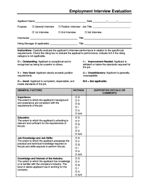Employment Interview Evaluation Paychex  Form