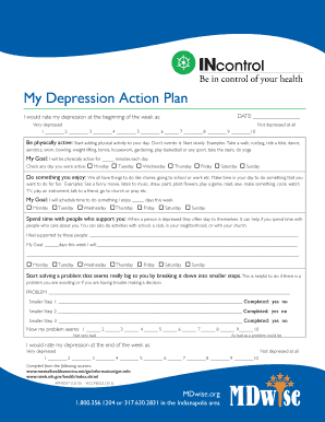 My Depression Action Plan MDwise Inc Mdwise  Form