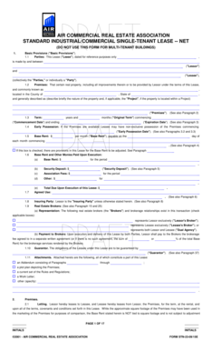 Air Commercial Real Estate Association Standard Industrial Commercial Single Tenant Lease  Form