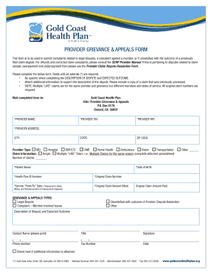 Gold Coast Appeal Form